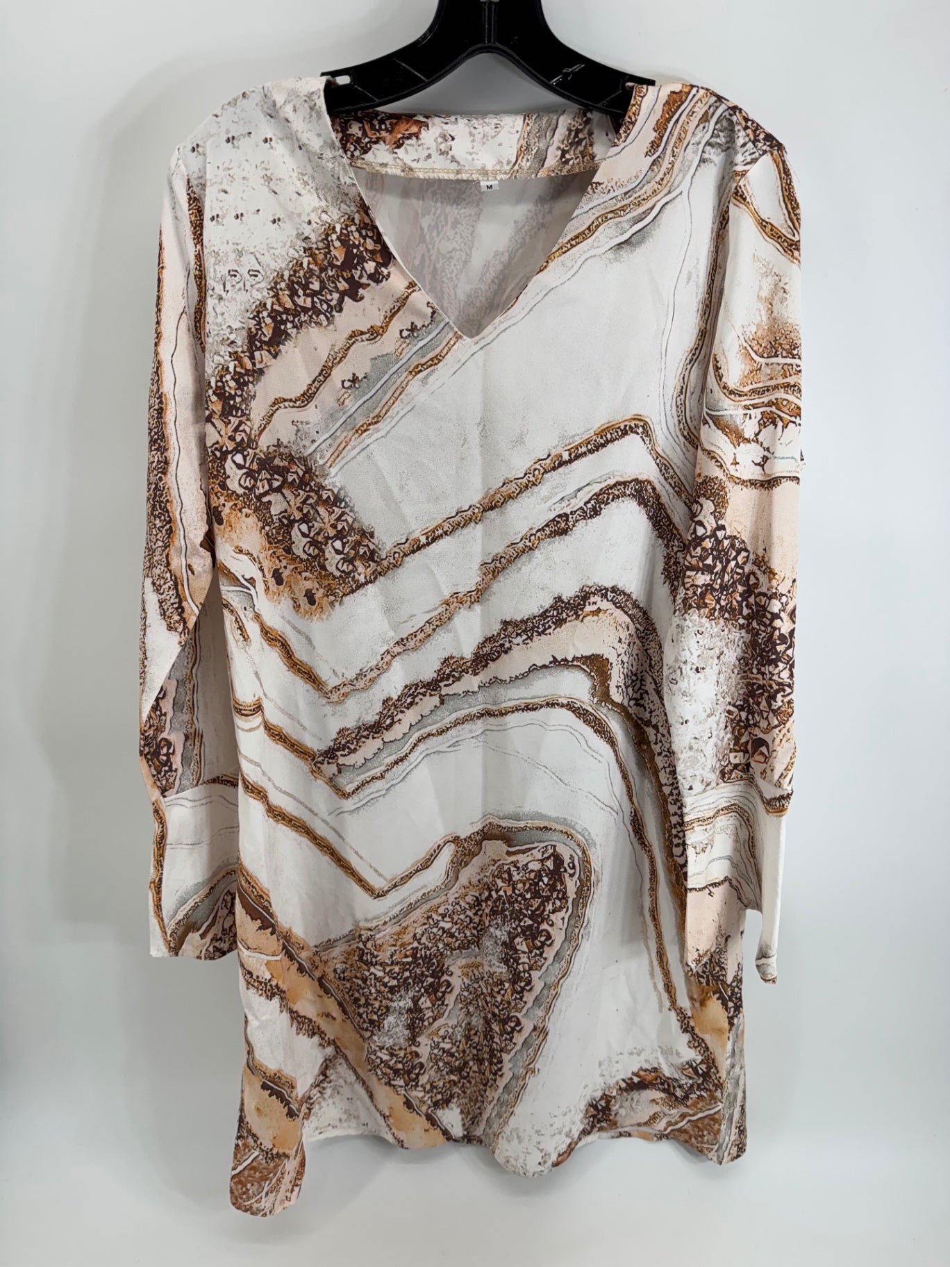 Unbranded Cream/Brown Print Dress