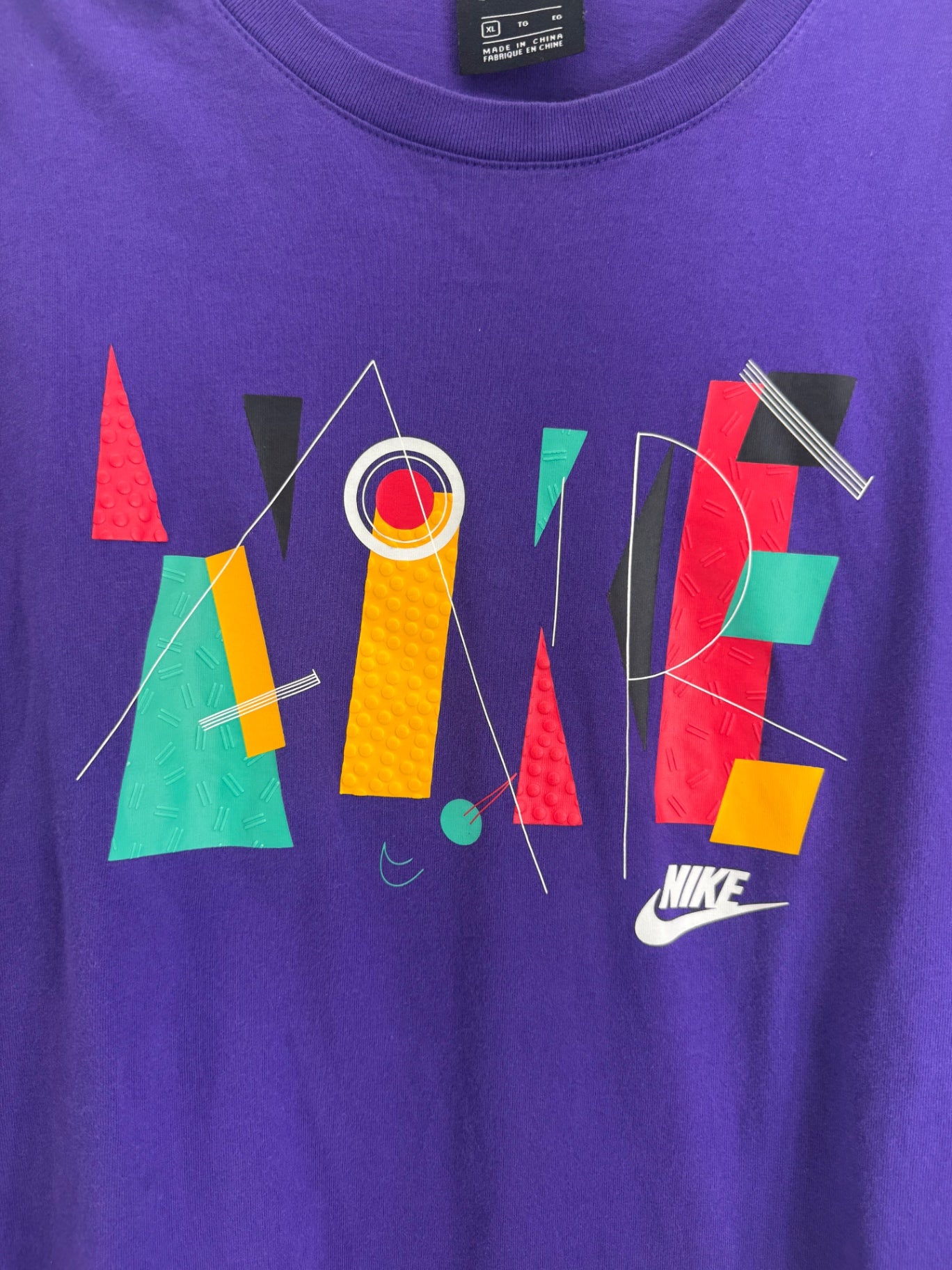 Nike Vintage Sportswear T-Shirt YK2 Purple Rare Print Sz XL 