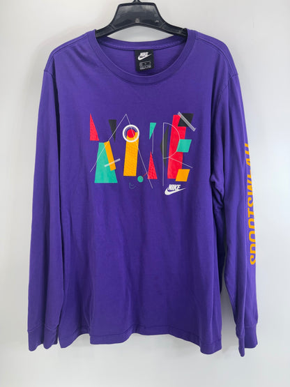 Nike Vintage Sportswear T-Shirt YK2 Purple Rare Print Sz XL 