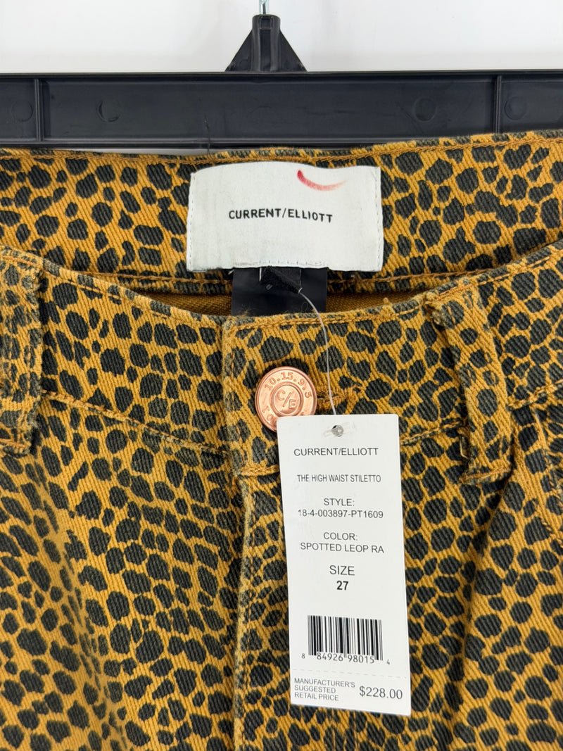 Current Elliott Stiletto Leopard Print Skinny Jeans High Rise NEW Size 27