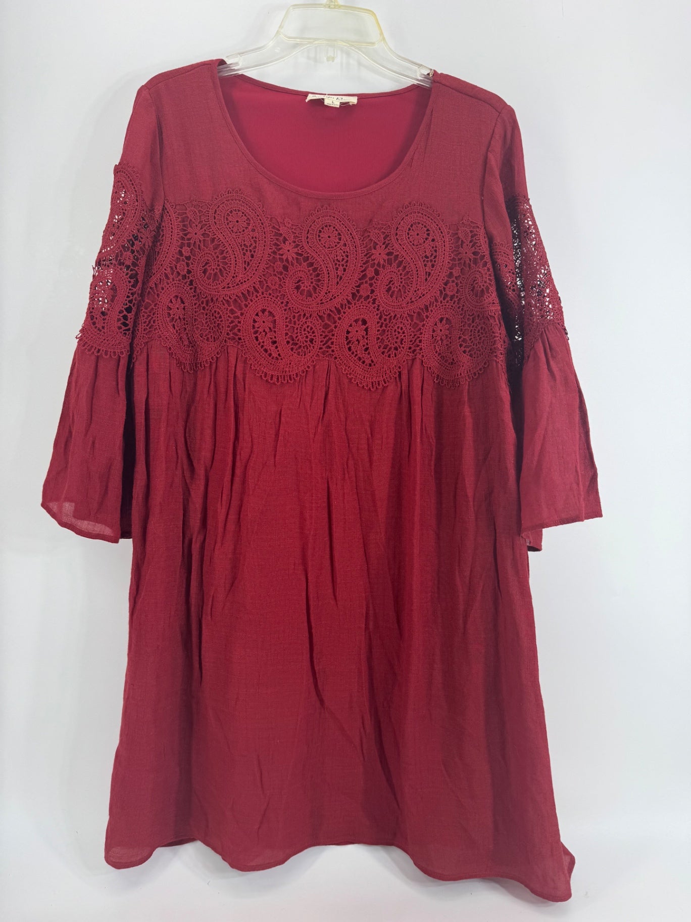 Indigo Rose Red Paisley Lace Dress