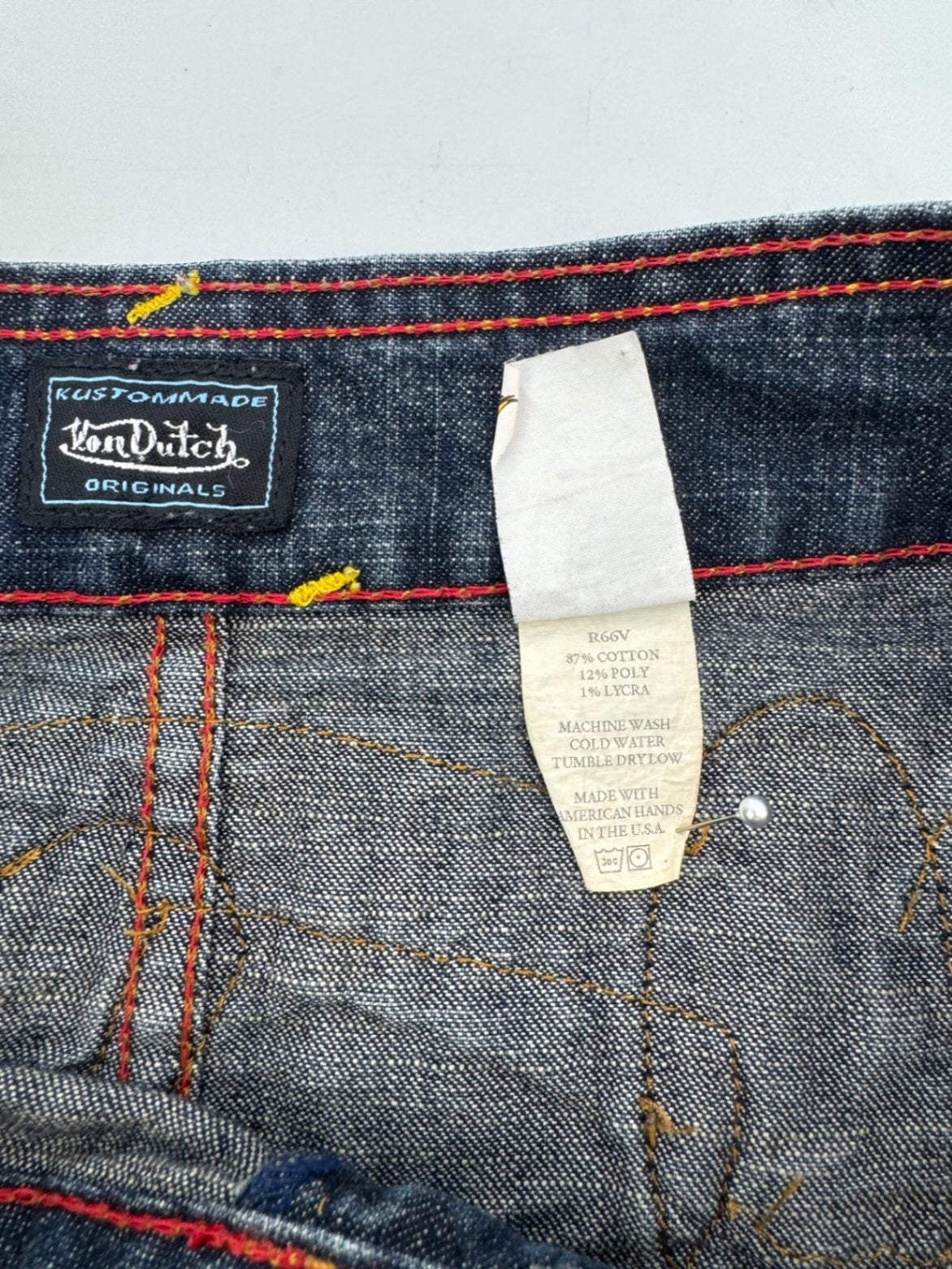 Von Dutch Y2K Biker Denim Patch Mini Skirt Sz Medium