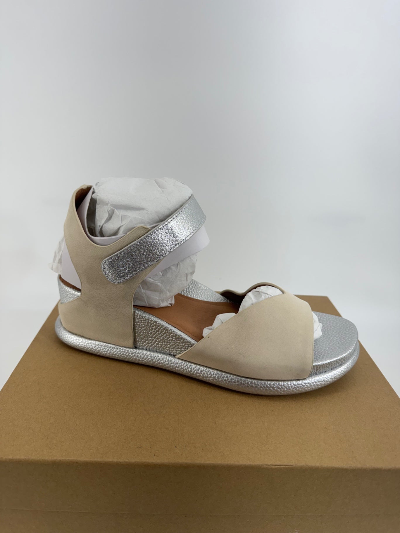 Kenneth Cole Silver Heel Strap Sandals
