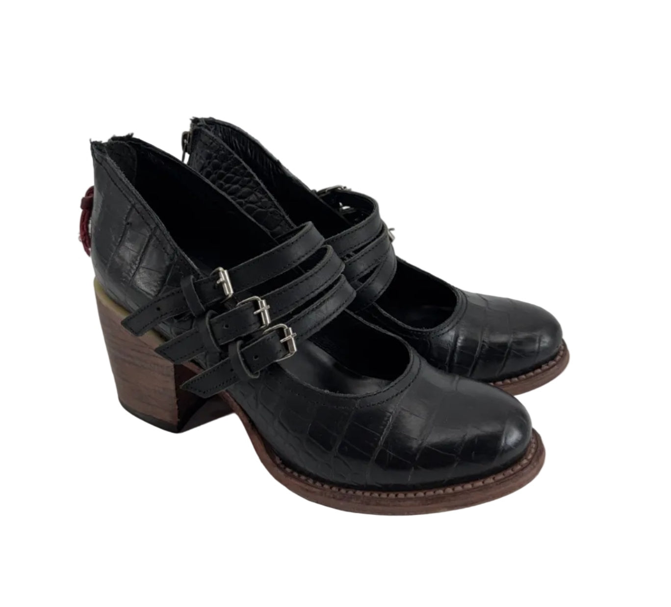 Freebird Crocodile Print Leather Heels Sz 8