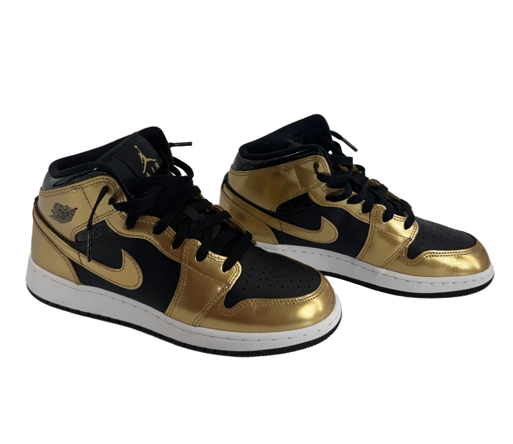 Air Jordan 1 Mid SE Metallic Gold Black Sz 7Y