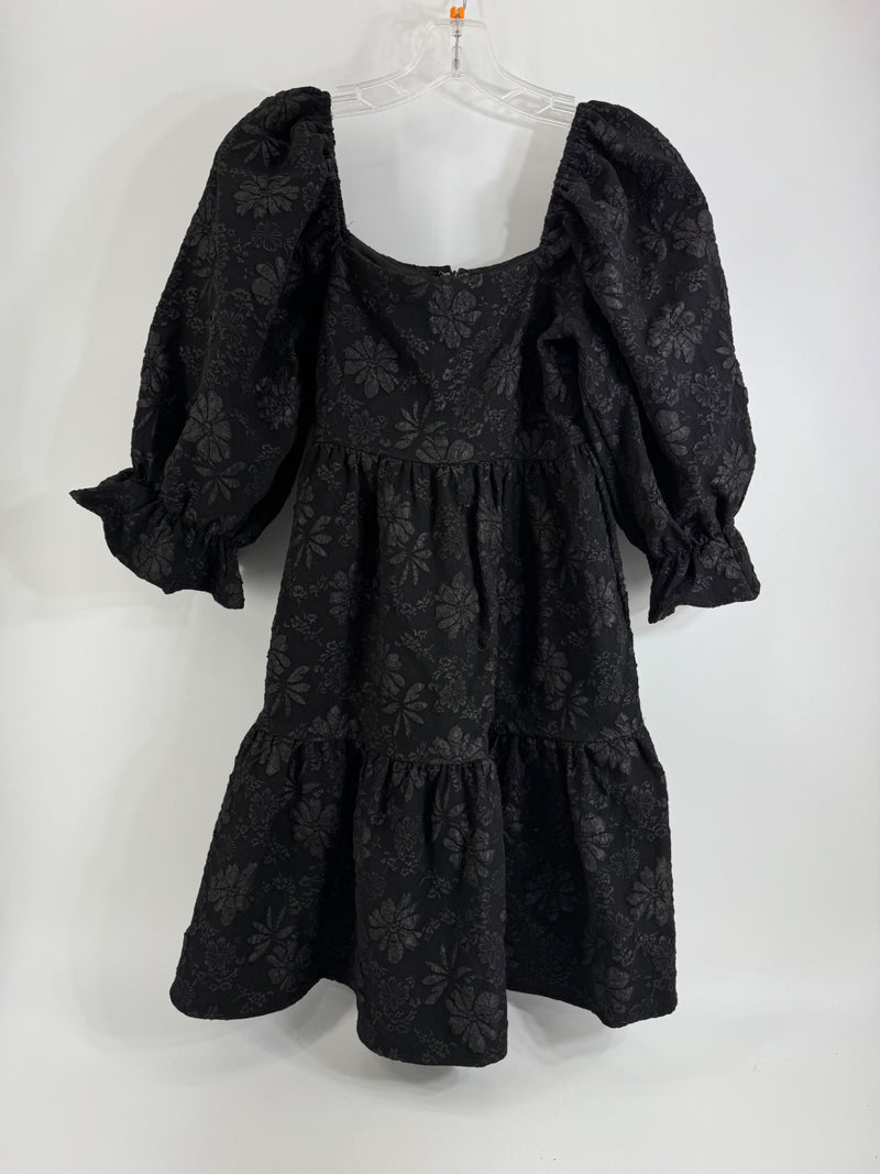 Entro Black Floral Puff Sleeve Dress