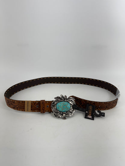 Shyanne Leather Belt w/ Metal Buckle and Stone Sz LG
