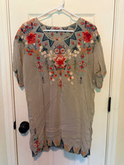 Johnny Was Embroidery Floral Womens Shirt Tunic