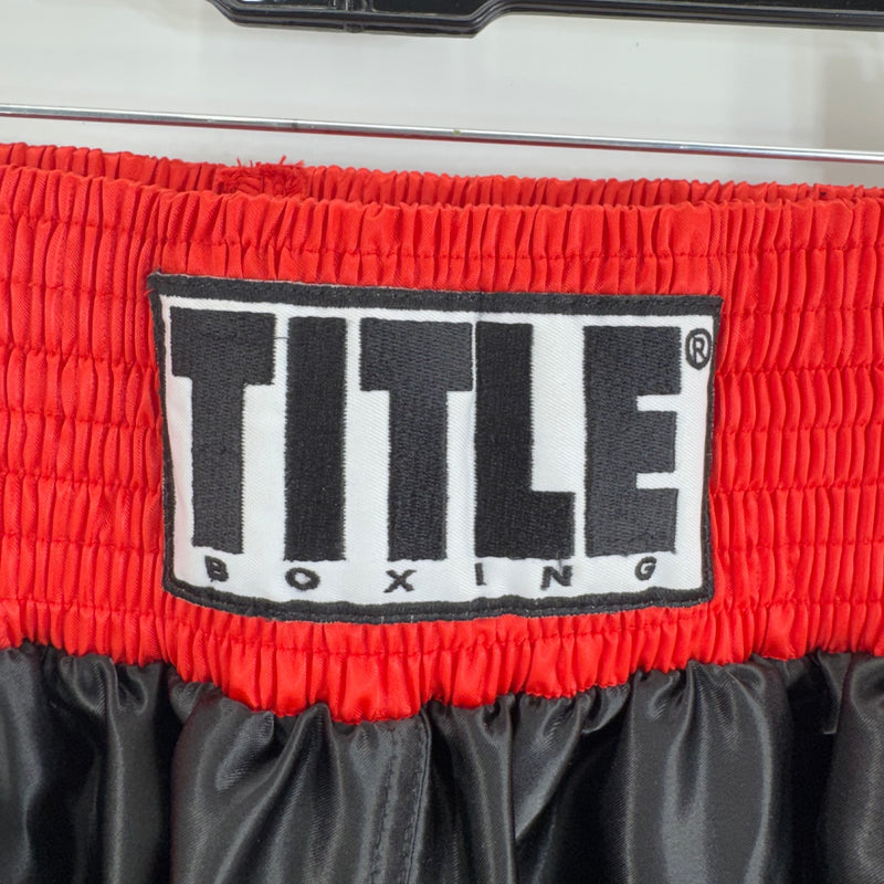 Title Boxing Black/Red Satin Boxing Shorts Size XL