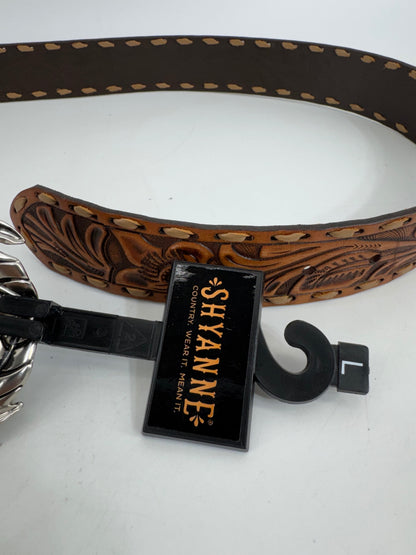 Shyanne Leather Belt w/ Metal Buckle and Stone Sz LG