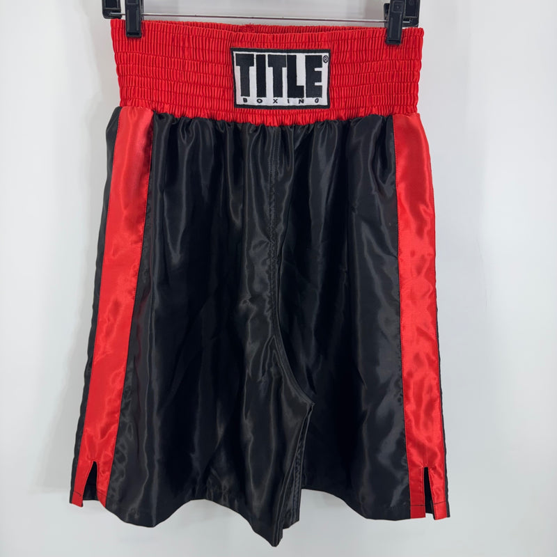 Title Boxing Black/Red Satin Boxing Shorts Size XL