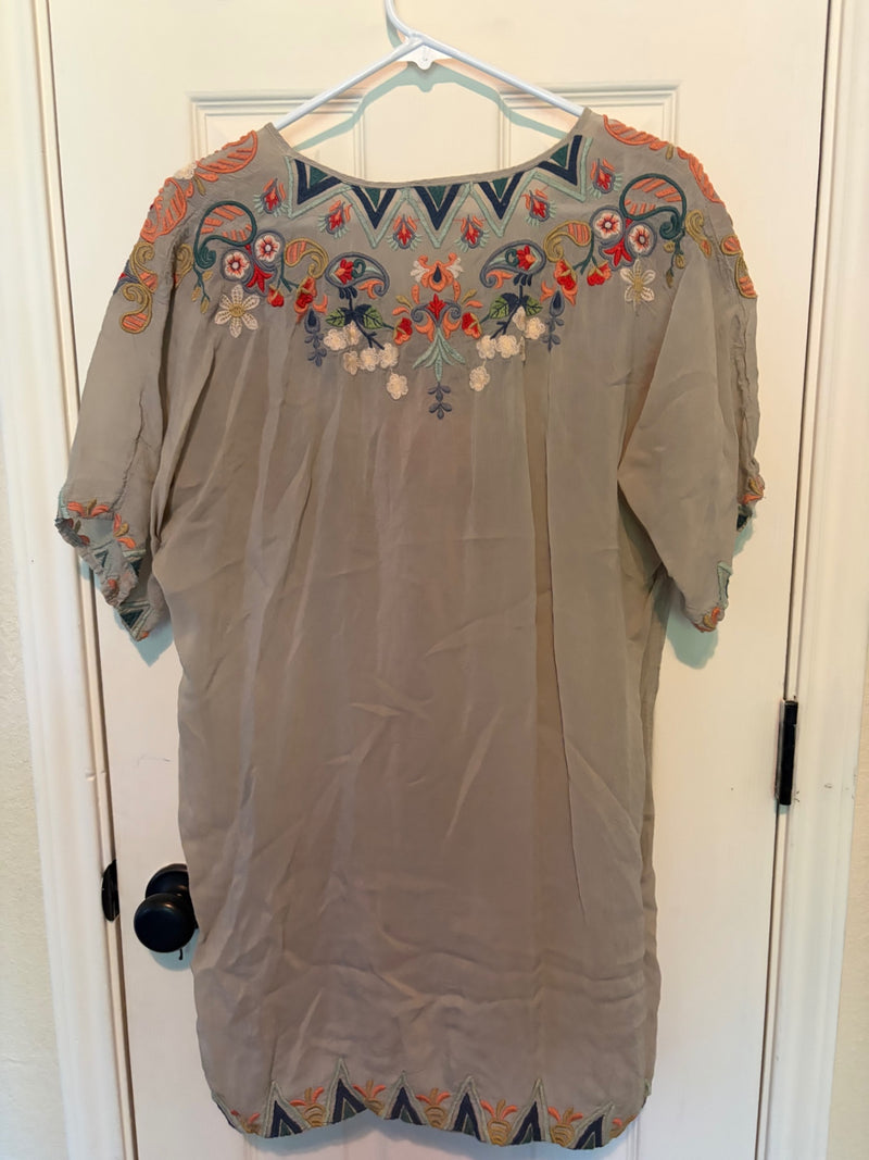 Johnny Was Embroidery Floral Womens Shirt Tunic