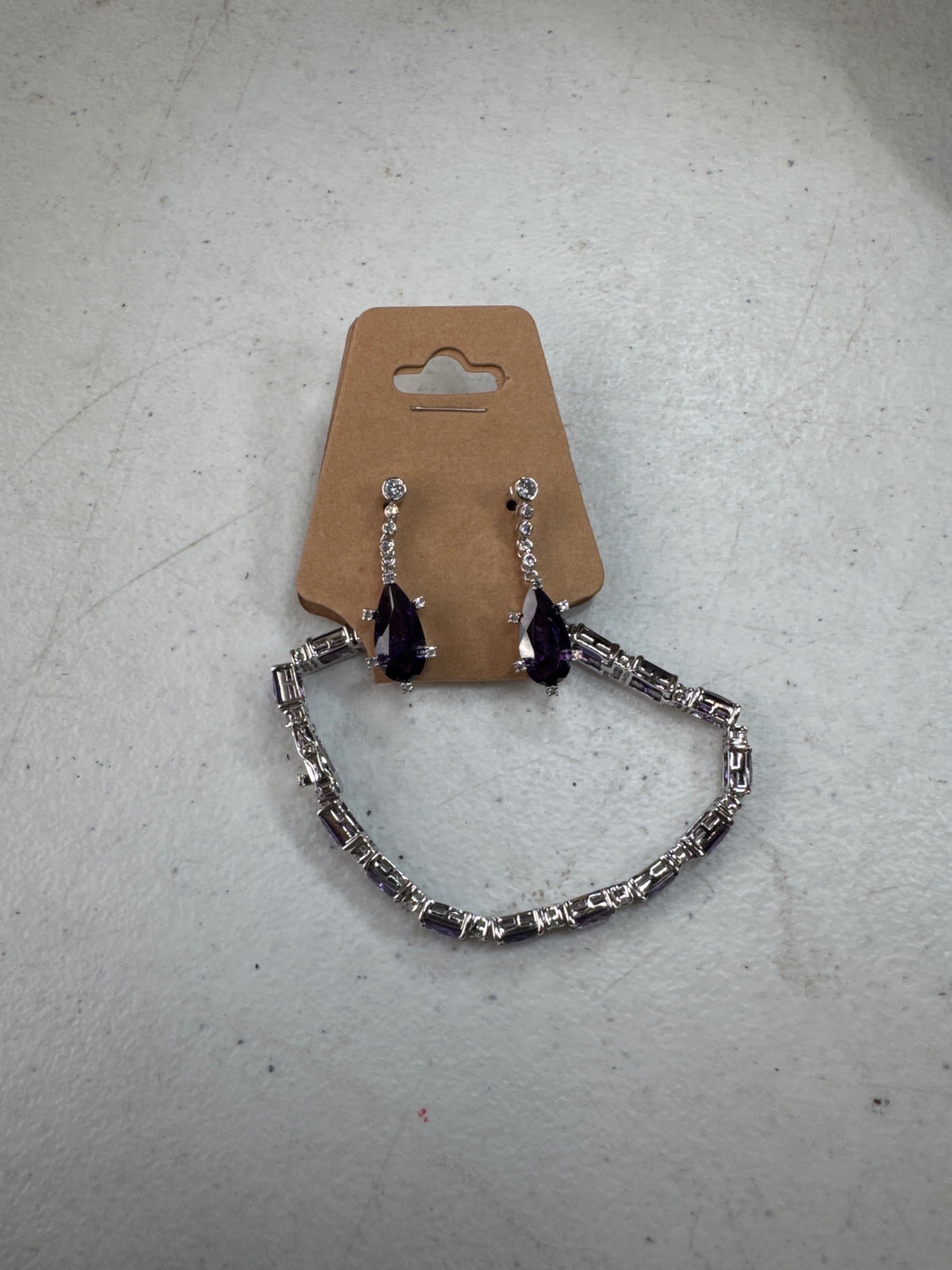 Sterling Silver Purple Stone Bracelet/Earrings Set