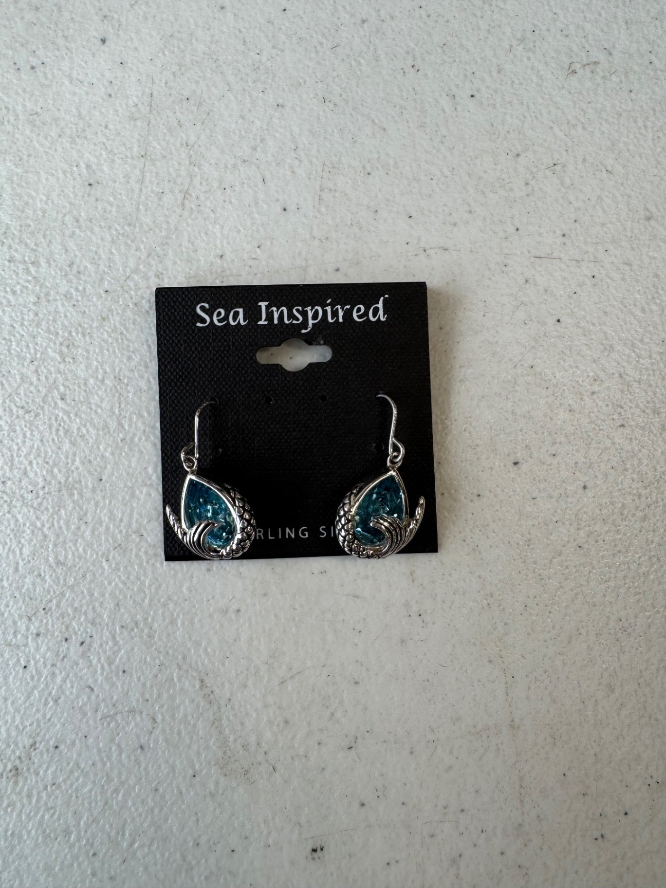 Sea Inspired Blue Stone Mermaid Silver Earrings
