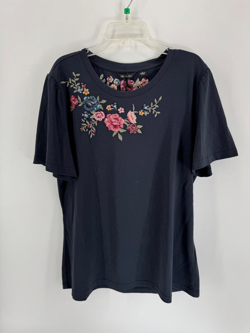 Driftwood Navy Shirt w/ Floral Embroidery