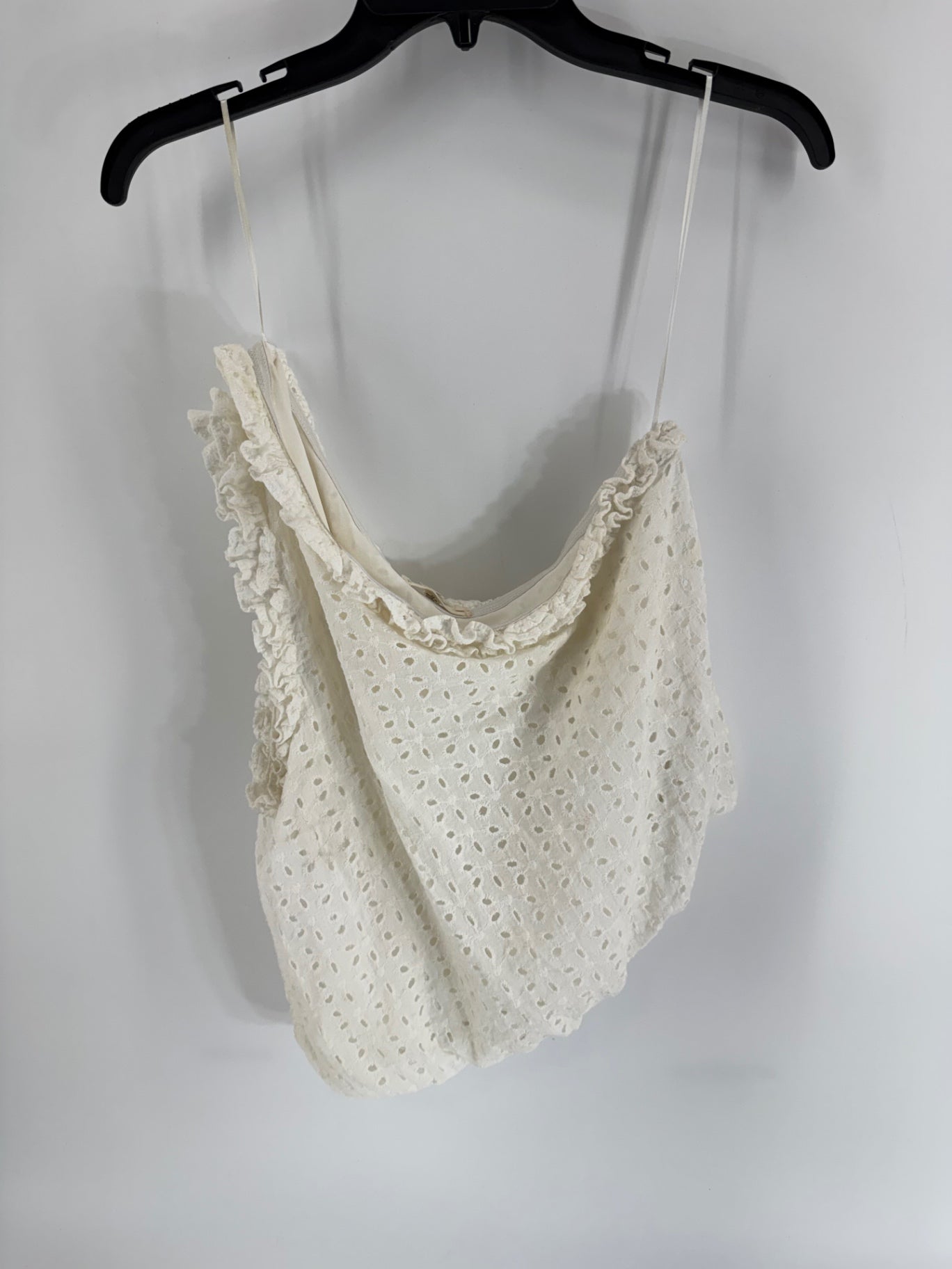 Entro White Eyelet One Shoulder Top