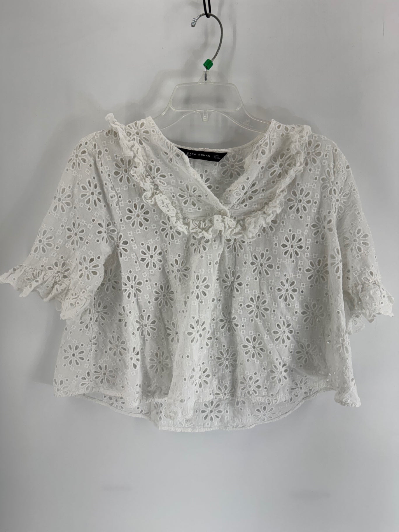 Zara Woman White Eyelet Top