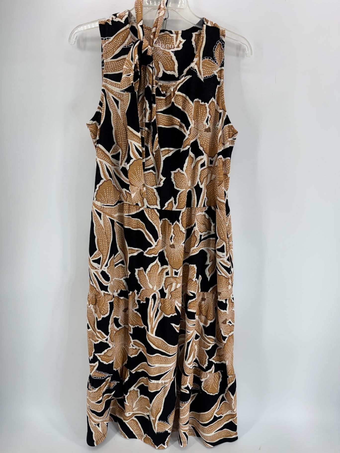 d & co Black/Brown Floral Dress w/ Belt
