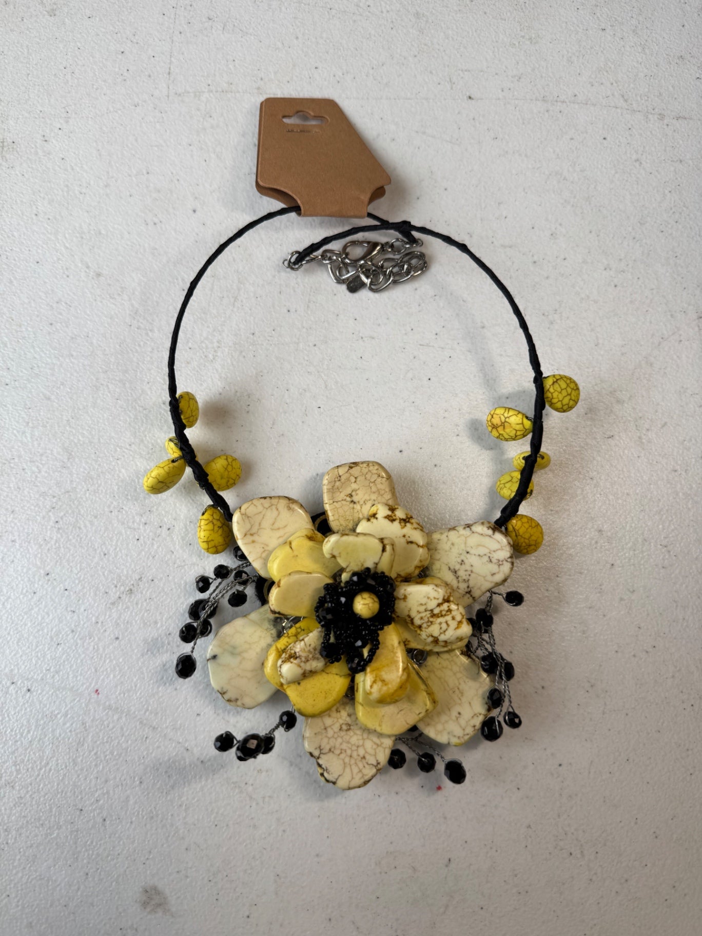 Yellow Stone 3D Flower Necklace