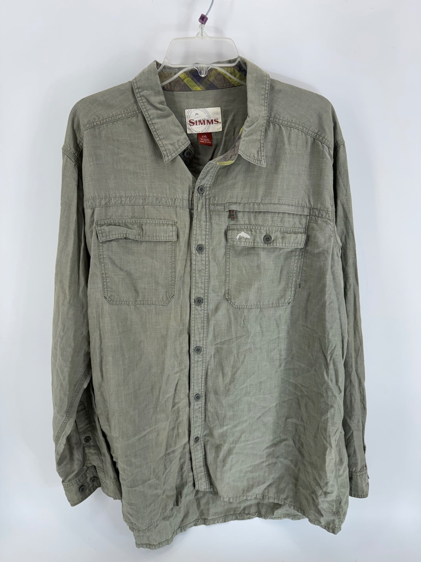 Simms Light Olive Fishing LA Button Up