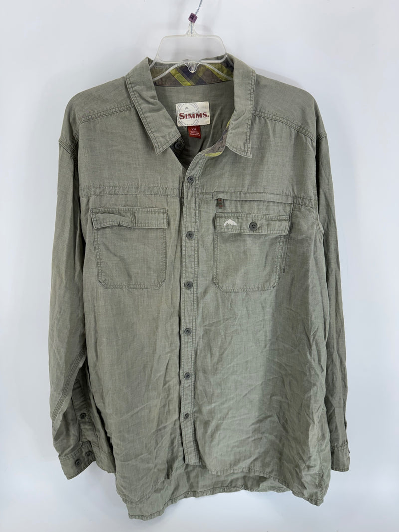 Simms Light Olive Fishing LA Button Up