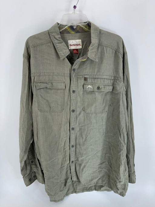 Simms Light Olive Fishing LA Button Up