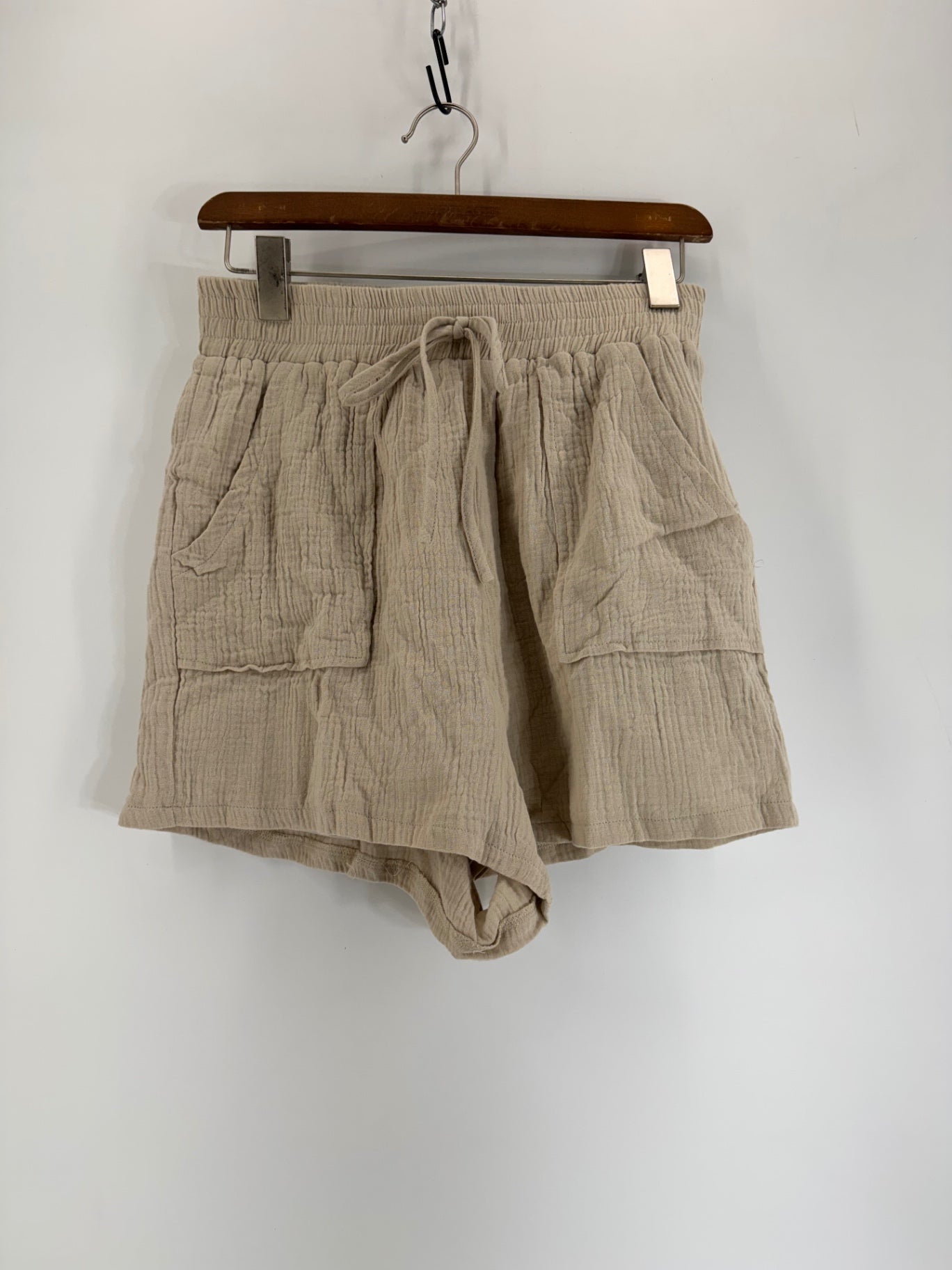 She + Sky Beige Cotton Shorts