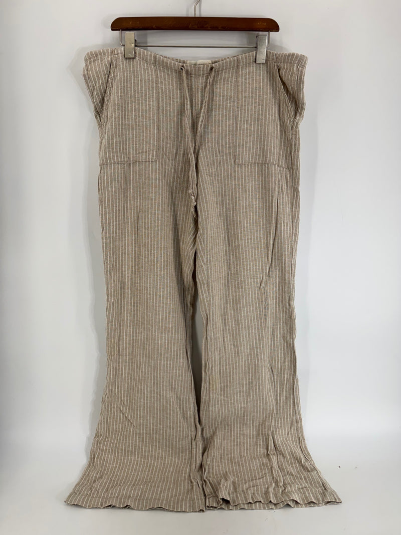 Happily Grey Beige Striped Linen Blend Pants