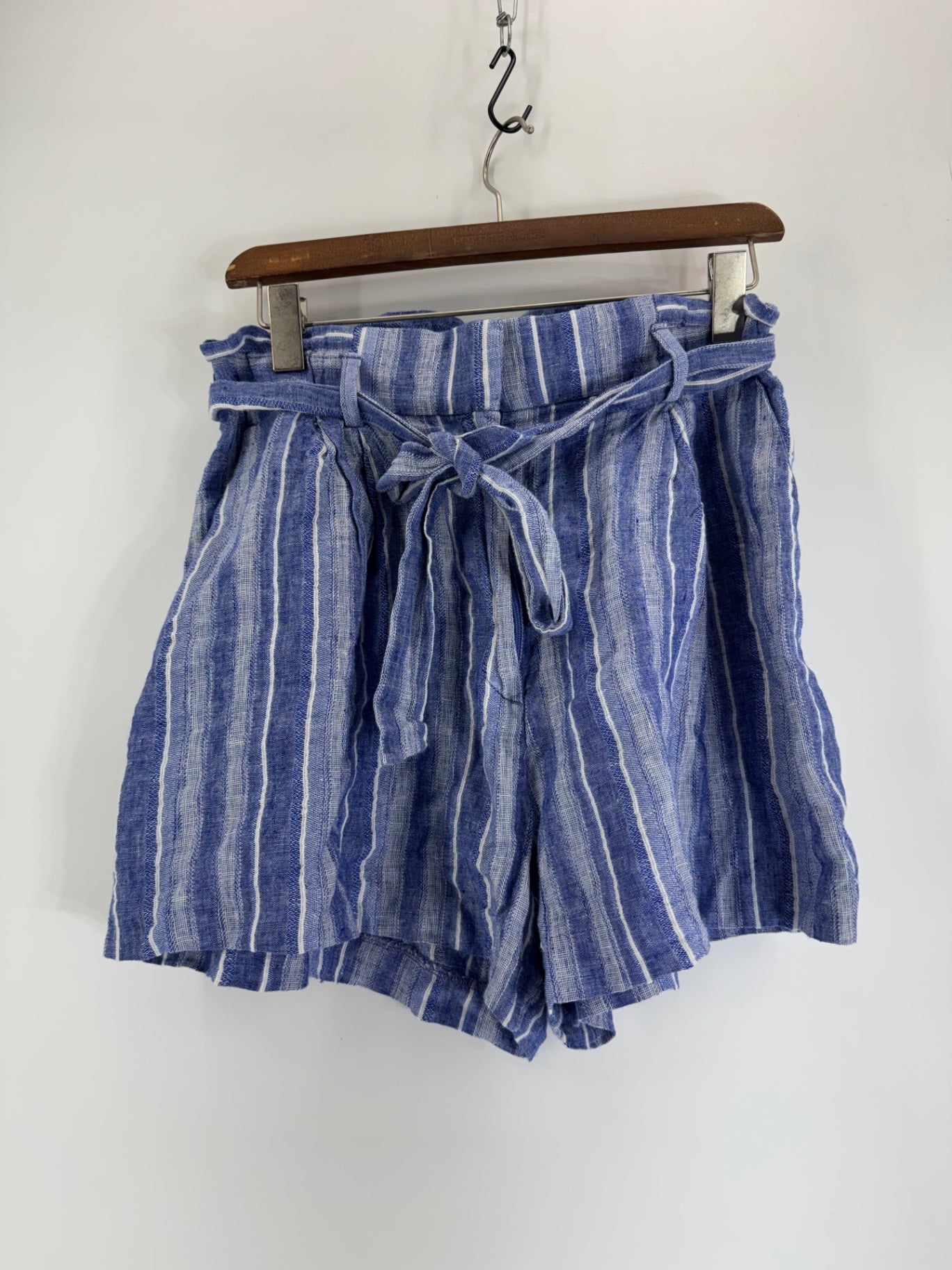 H&M Blue Linen Striped Shorts