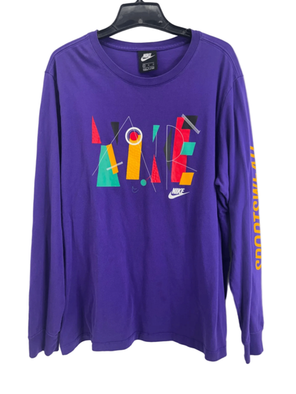 Nike Vintage Sportswear T-Shirt YK2 Purple Rare Print Sz XL 