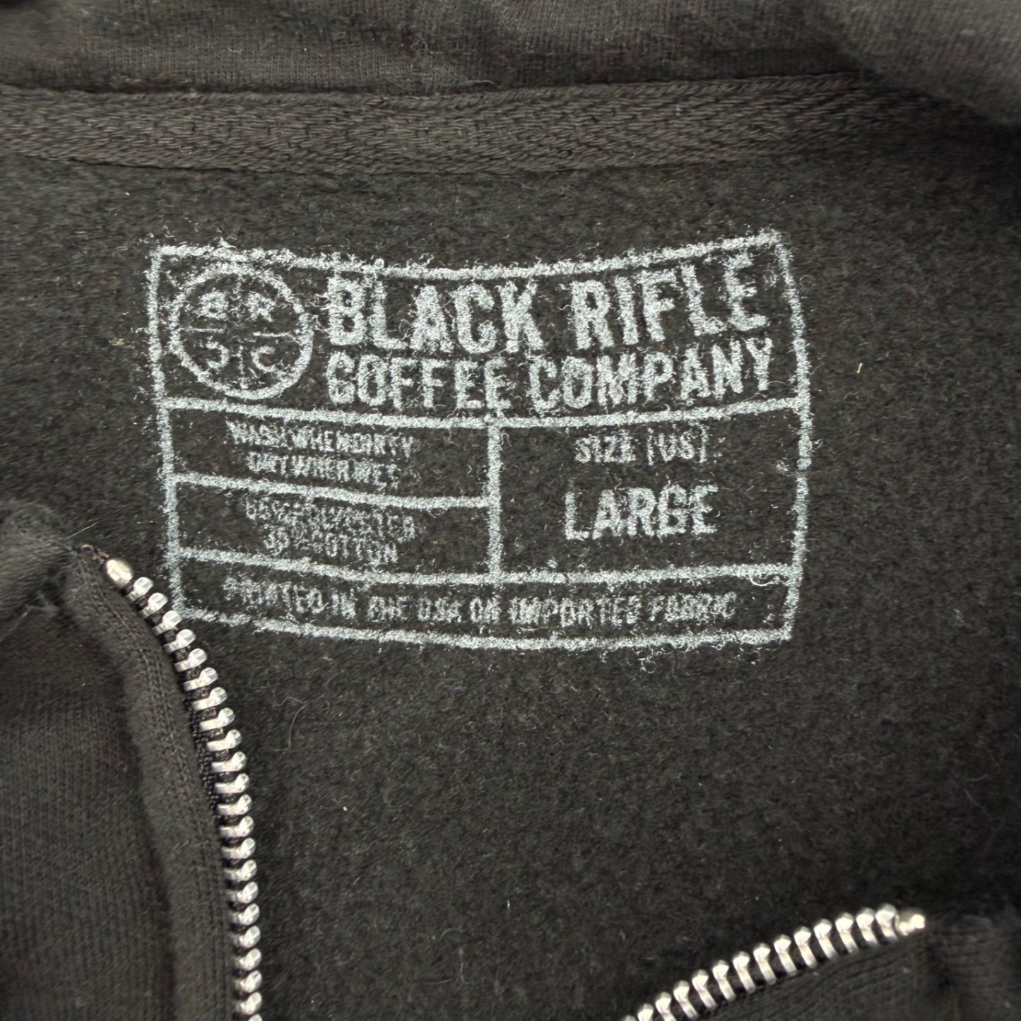 Black Rifle Coffee Skeleton Gun Zip Up Hoodie Sz Lg