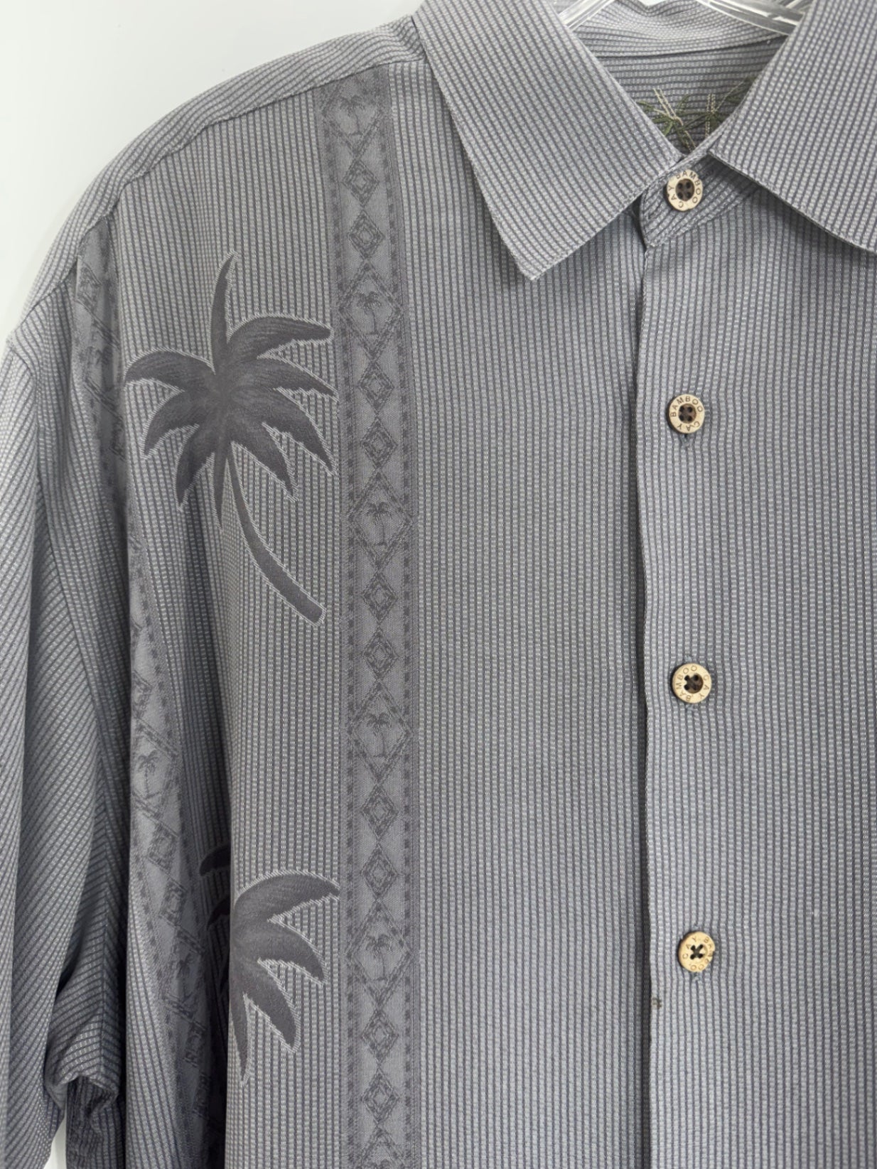 Bamboo Cay Grey Tropical Men’s Button Up