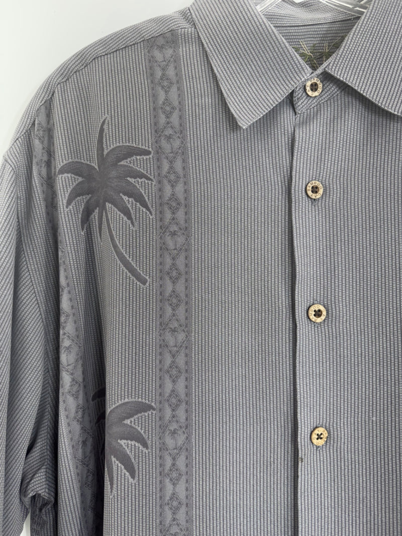 Bamboo Cay Grey Tropical Men’s Button Up