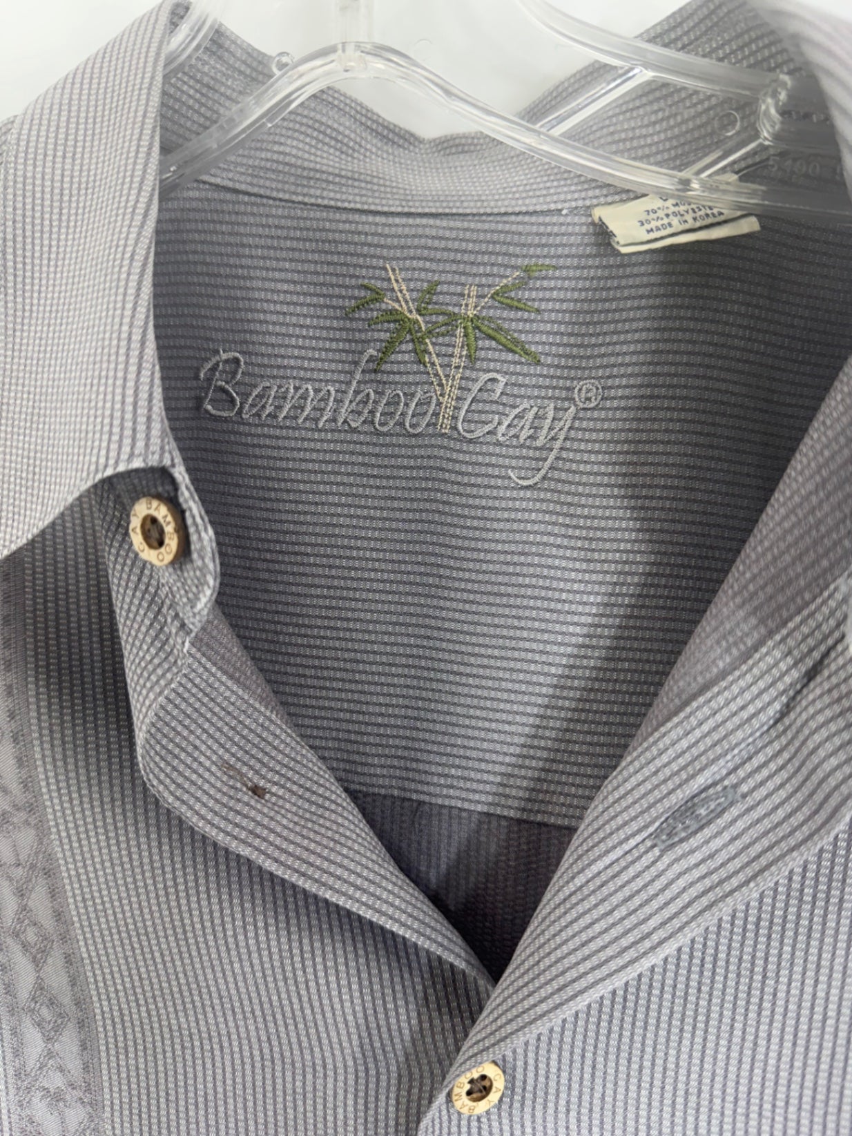 Bamboo Cay Grey Tropical Men’s Button Up