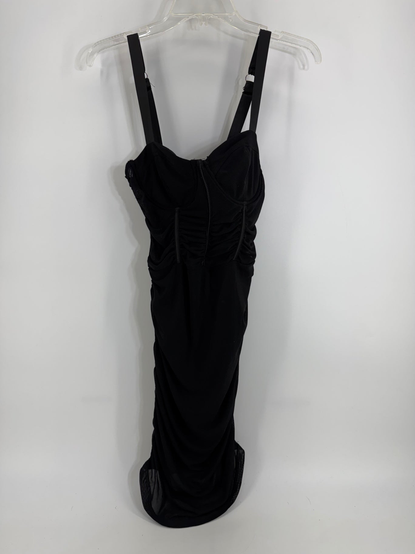 Leau Black Corset Gathered Dress