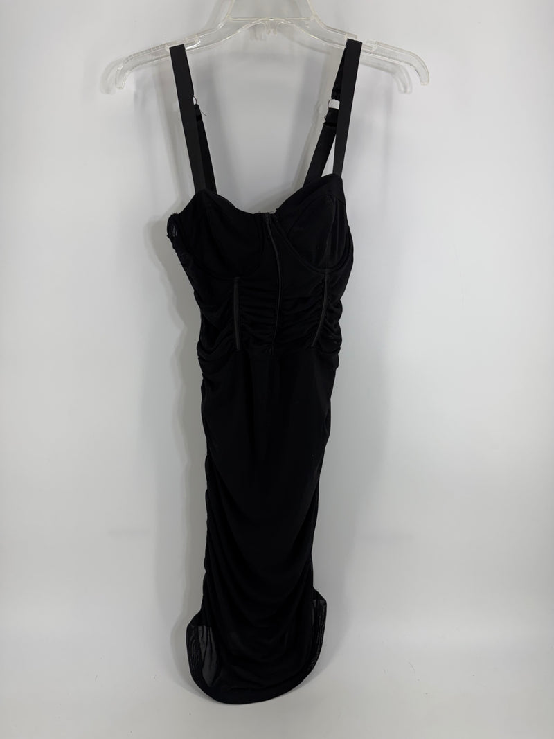 Leau Black Corset Gathered Dress