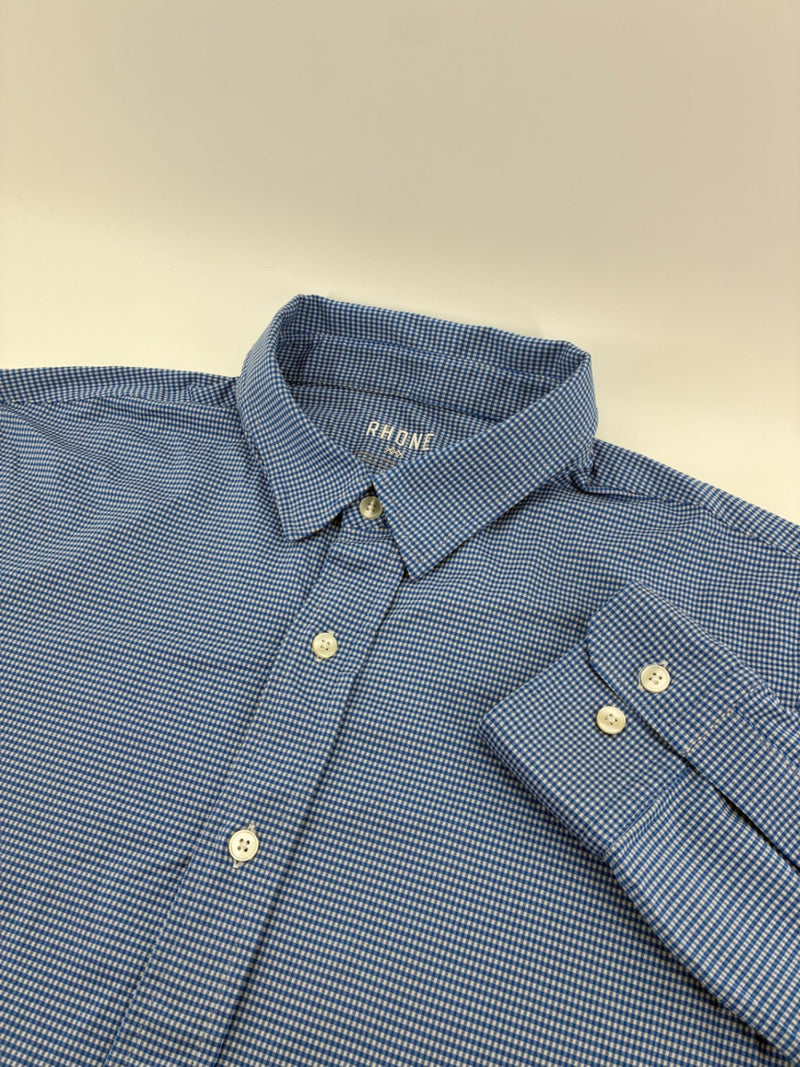 Rhone Button Up Shirt L/S Blue Size Large