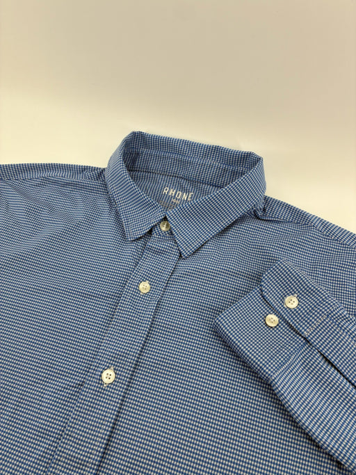 Rhone Button Up Shirt L/S Blue Size Large