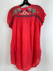 Johnny Was Coral Floral Embroidered Blouse