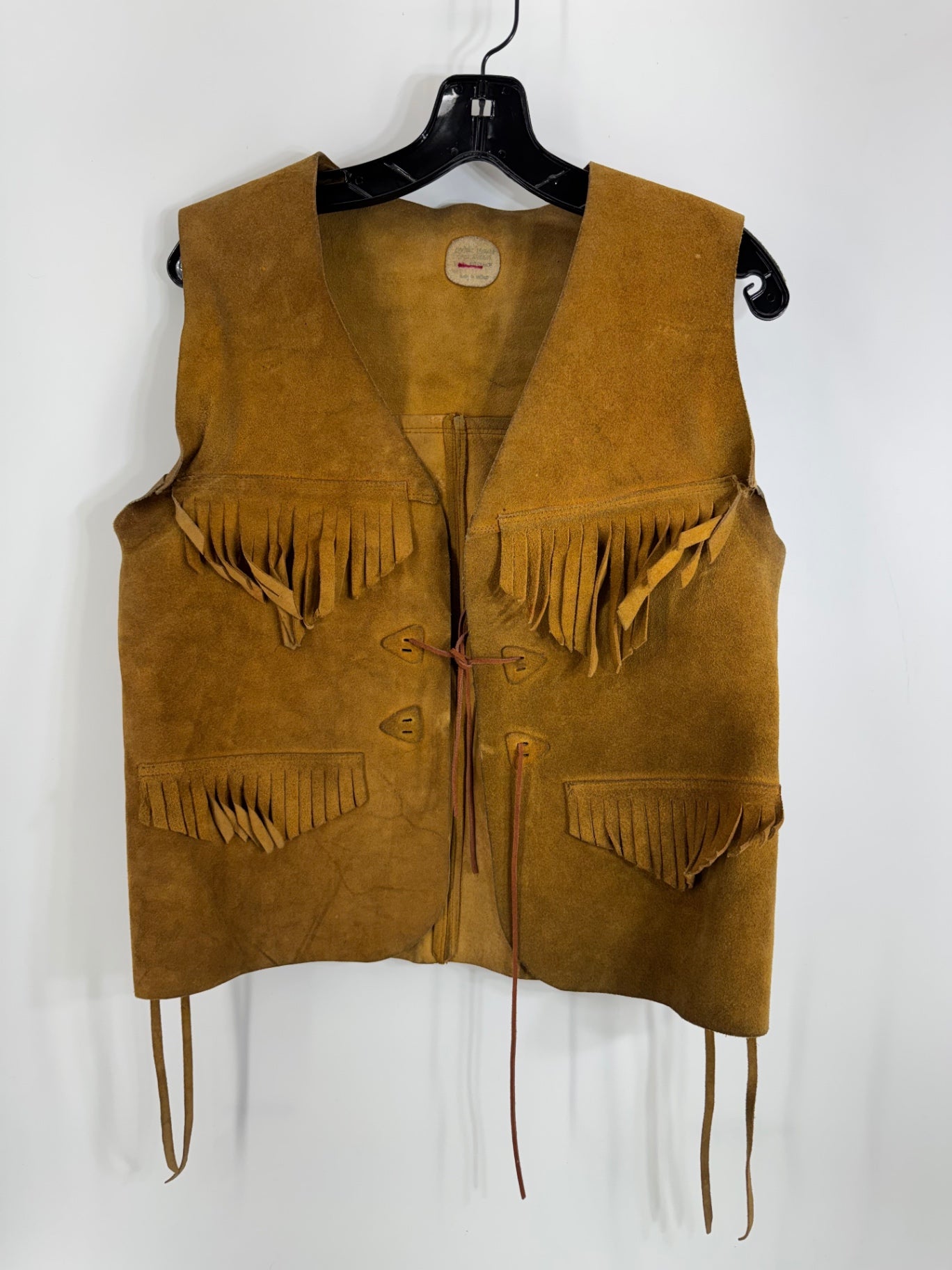 Leather Suede Tan Fringe Vest