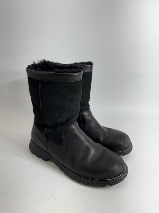 Ugg Black Leather Fur Boots