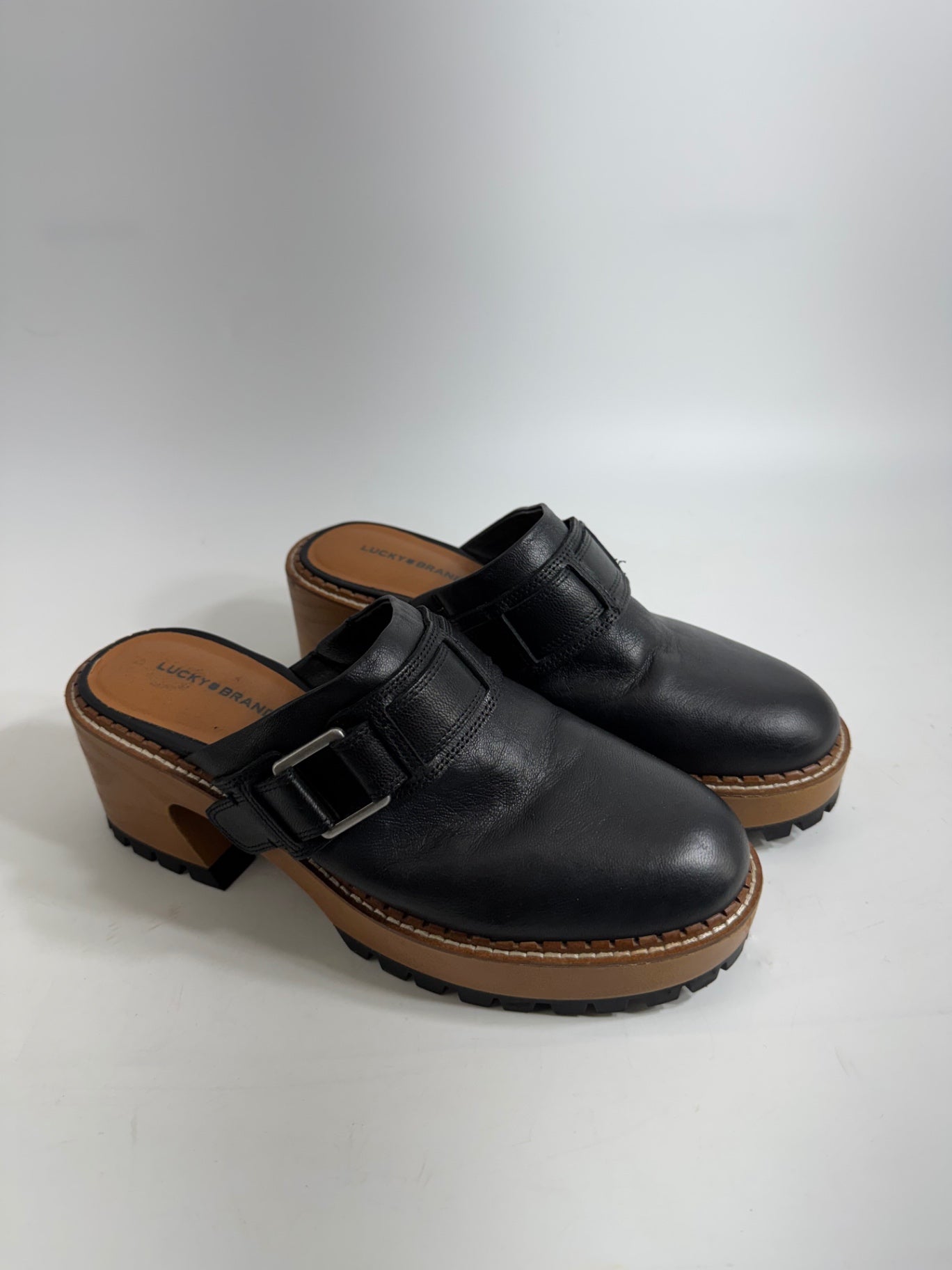 Lucky Brand Black Leather Clogs
