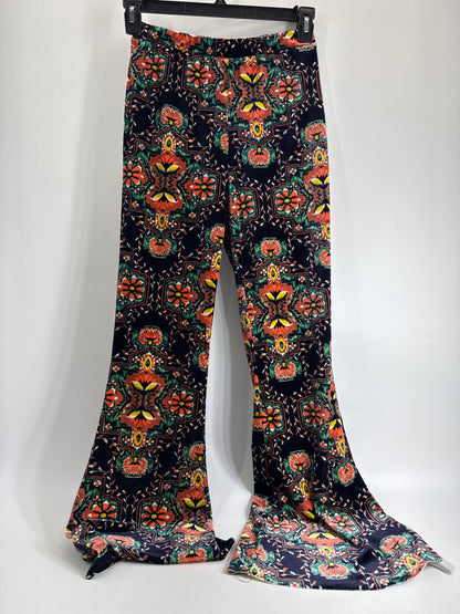 Free People Boho Multicolor Velour Bell Bottom Pants