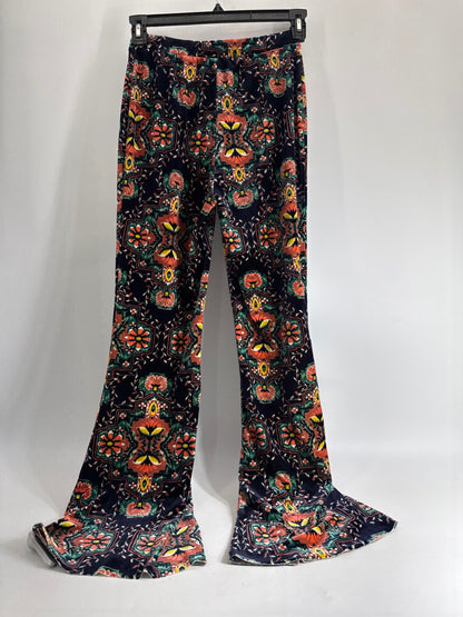 Free People Boho Multicolor Velour Bell Bottom Pants