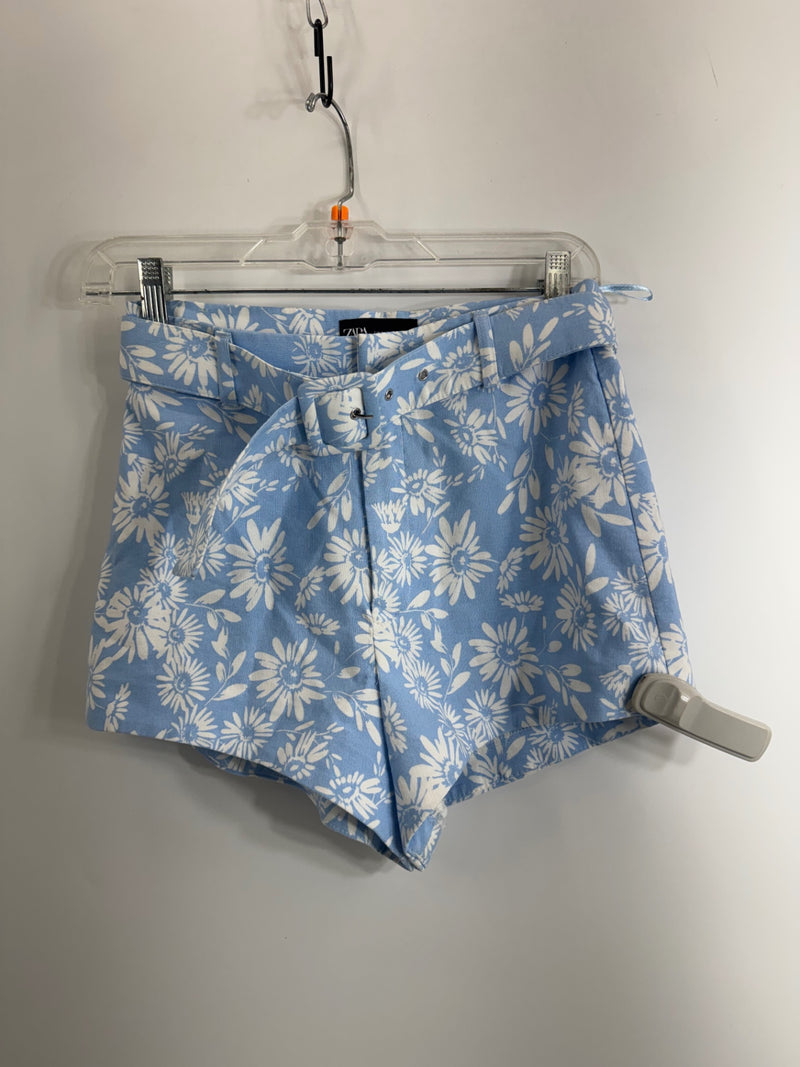 Zara Blue w/ White Floral Shorts