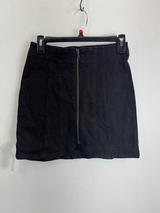 We The Free Black Denim Zip Skirt