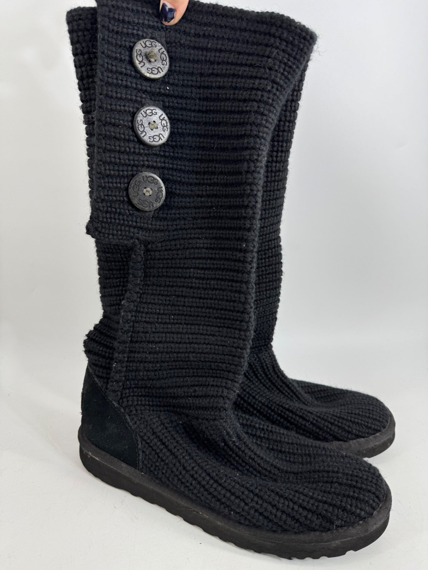 UGG Black Knitted Knee Length Boots