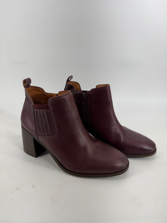 Lucky Brand Maroon Leather Ankle Boots