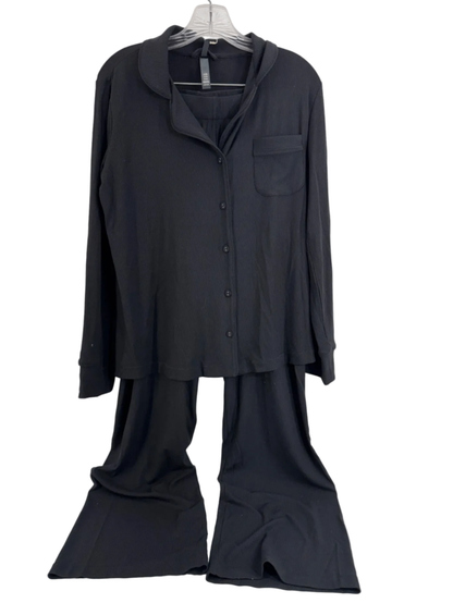 SKIMS Long Sleeve Ribbed Button Up Set Onyn (Black) Sz Sm NWT