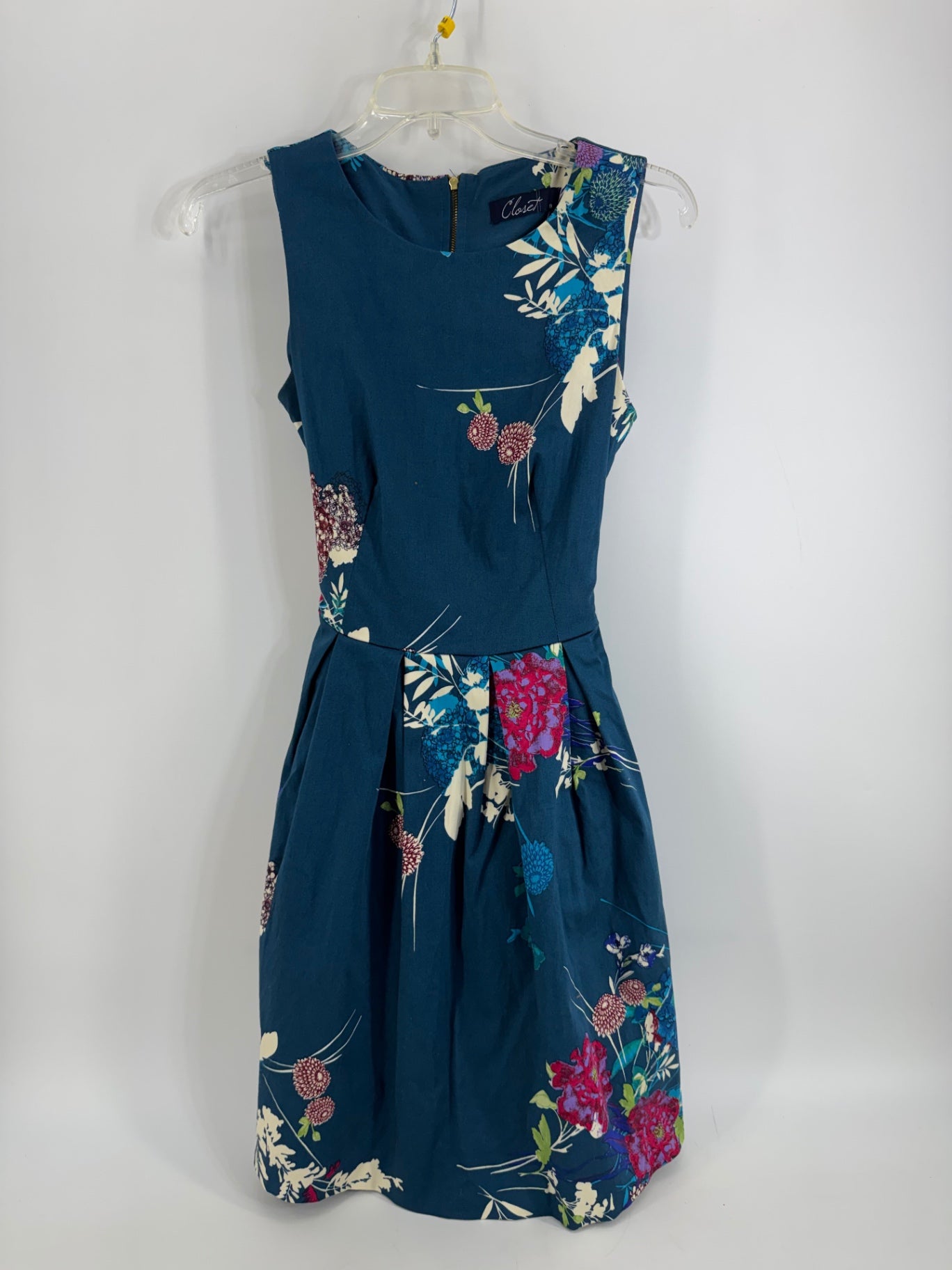 Closet Teal Sleeveless Floral Dress